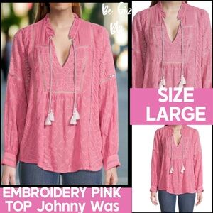 NWT Johnny Was Gallery Embroidery Pleasant Blouse Spring Rose Size Large